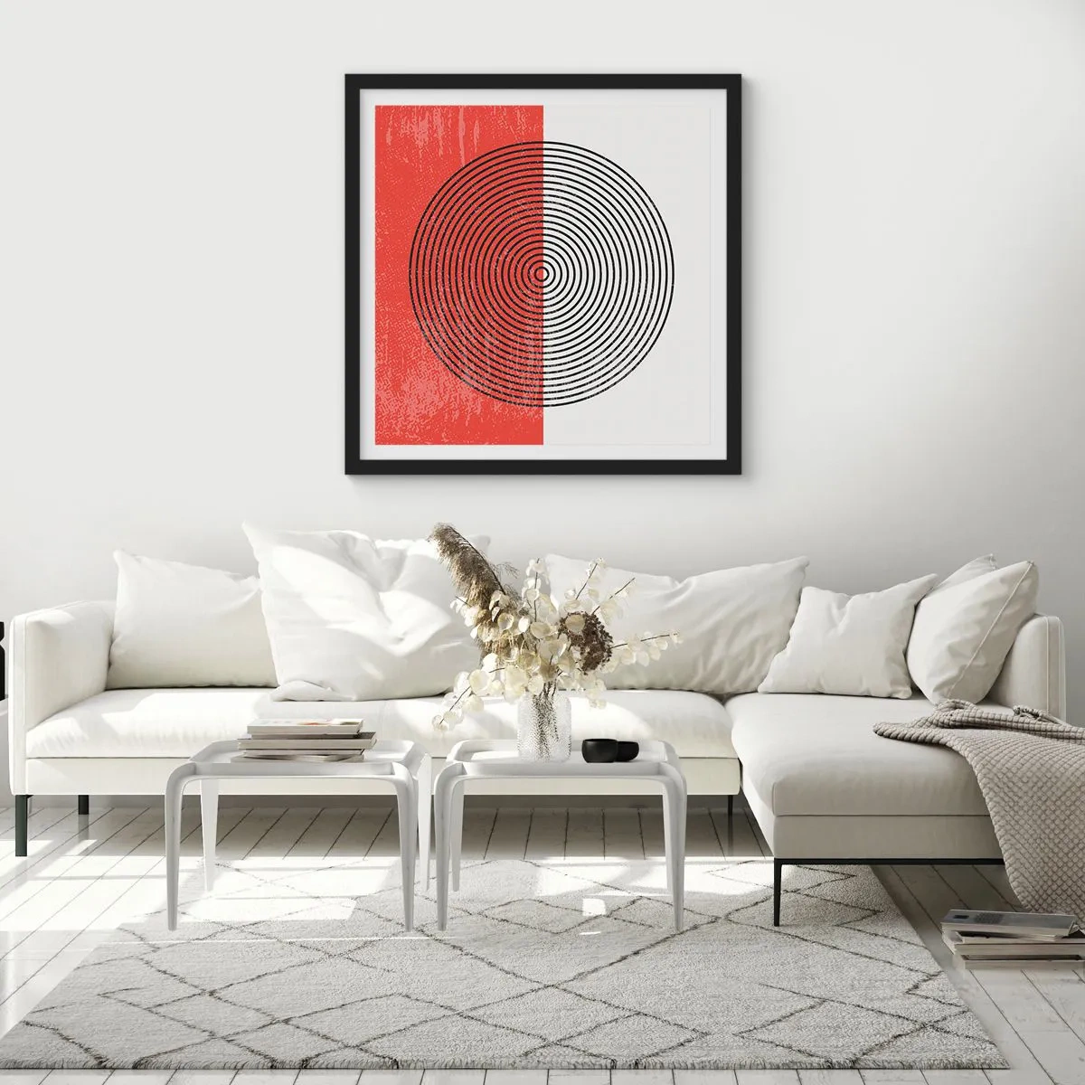 Poster in einem schwarzem Rahmen - Auf den Punkt gebracht - 60x60 cm