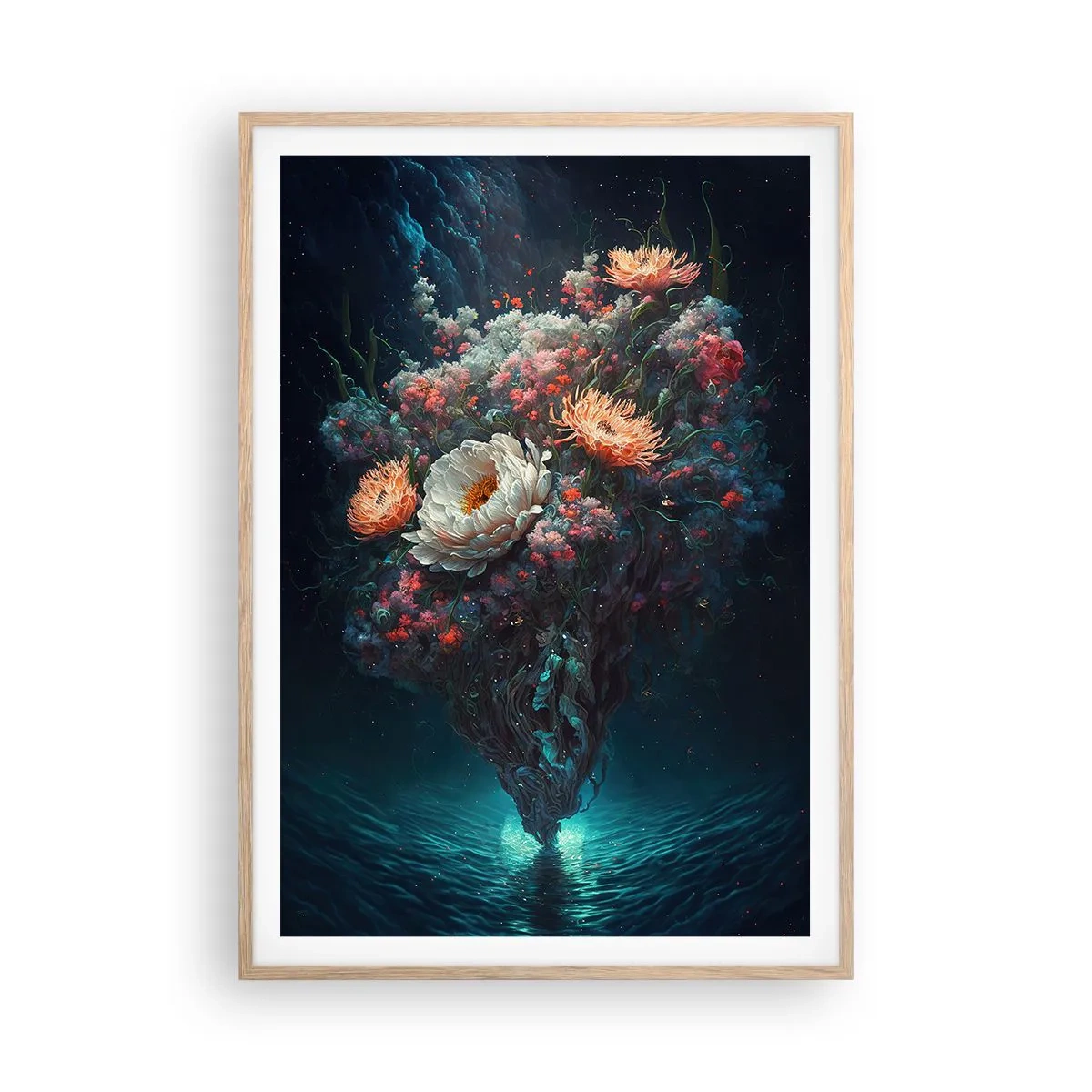 Poster in einem Rahmen aus heller Eiche - Seltsamer Garten - 70x100 cm