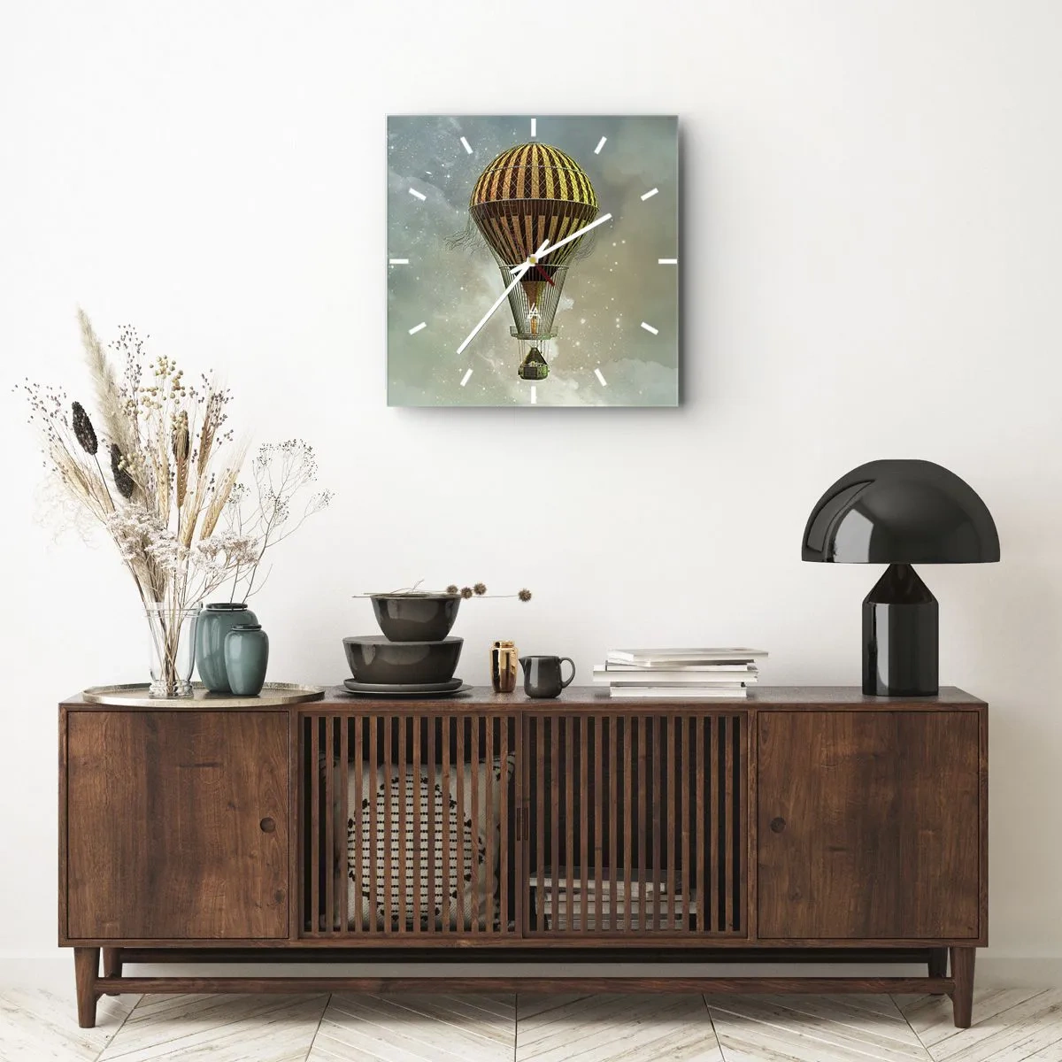 Wanduhr - Glasuhr - Pionierflüge - 40x40 cm