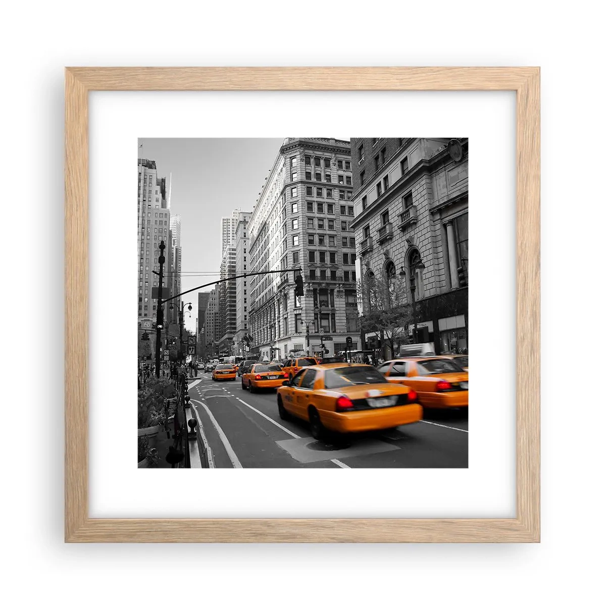 Poster in einem Rahmen aus heller Eiche - Sonnen der Großstadt - 30x30 cm