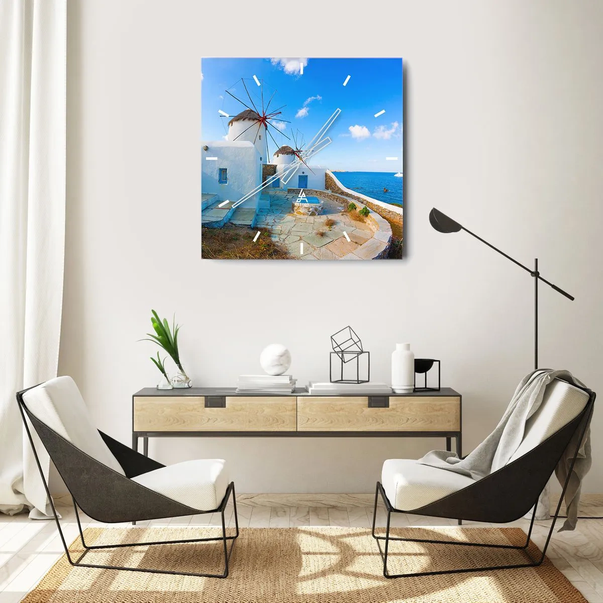 Wanduhr - Glasuhr - Der blaue Wind vom Meer - 30x30 cm