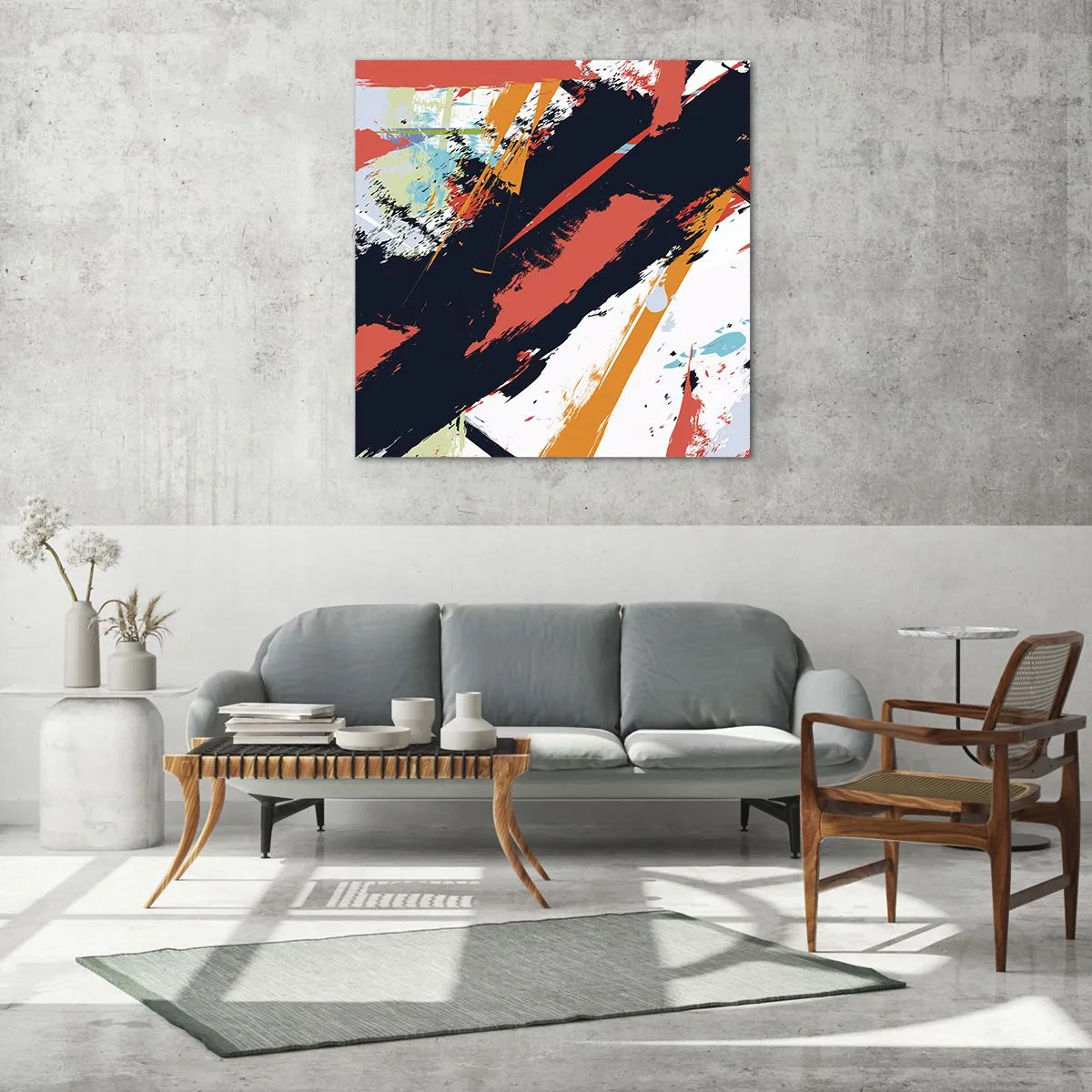 Glasbild - Bild auf glas - Dynamische Komposition - 50x50 cm