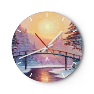 Wanduhr - Glasuhr - Vier Jahreszeiten - Winter - 40x40 cm