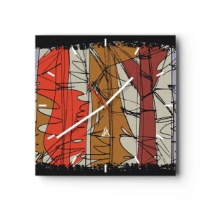 Wanduhr - Glasuhr - Abstrakte Komposition in intensiven Farben - 30x30cm - Spontane Komposition - Moderne Wanddekoration für Wohnzimmer und Schlafzimmer ARTTOR