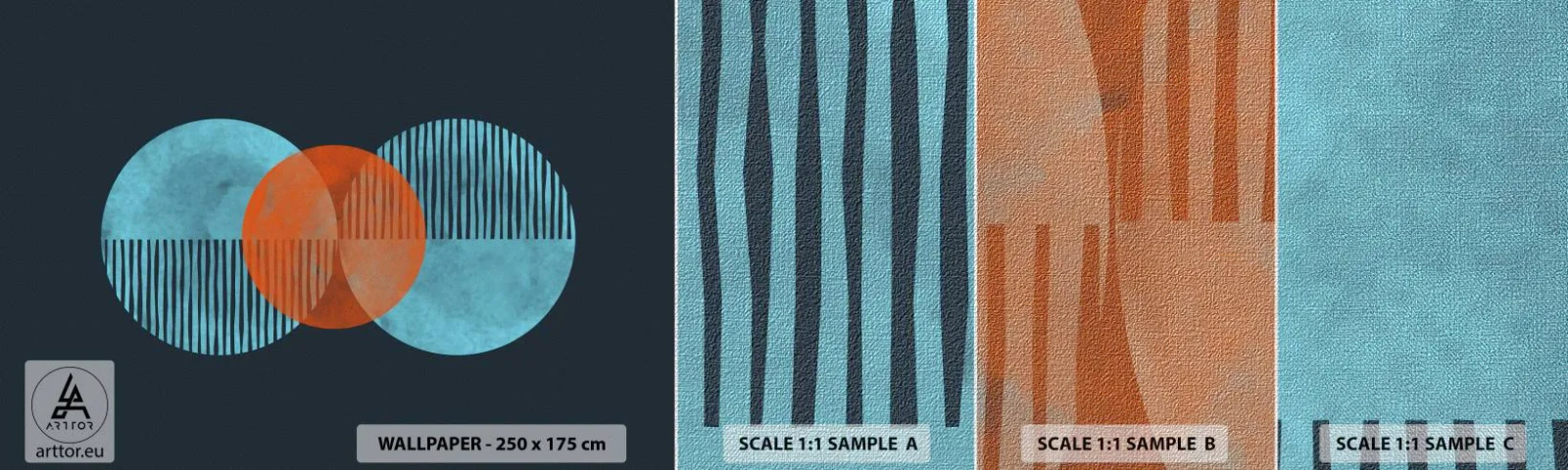 Fototapeten Muster Premium Canvas - Symmetrische Komposition - Abstraktion, Stück, Geometrisches Muster - 100x30 cm