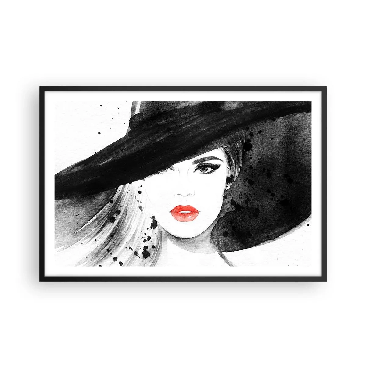 Poster in einem schwarzem Rahmen - Frau in schwarz - 91x61 cm