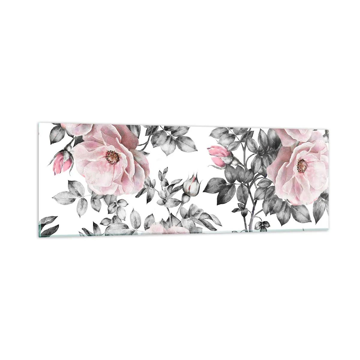 Glasbild - Bild auf glas - Verliere dich in den Blüten der Rosen - 90x30 cm