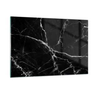 Glasbild - Bild auf glas - Schwarze Marmoroberfläche mit hellen Adern - 120x80cm - Geheimleben des Steins - Moderne Wanddekoration für Wohnzimmer und Schlafzimmer ARTTOR