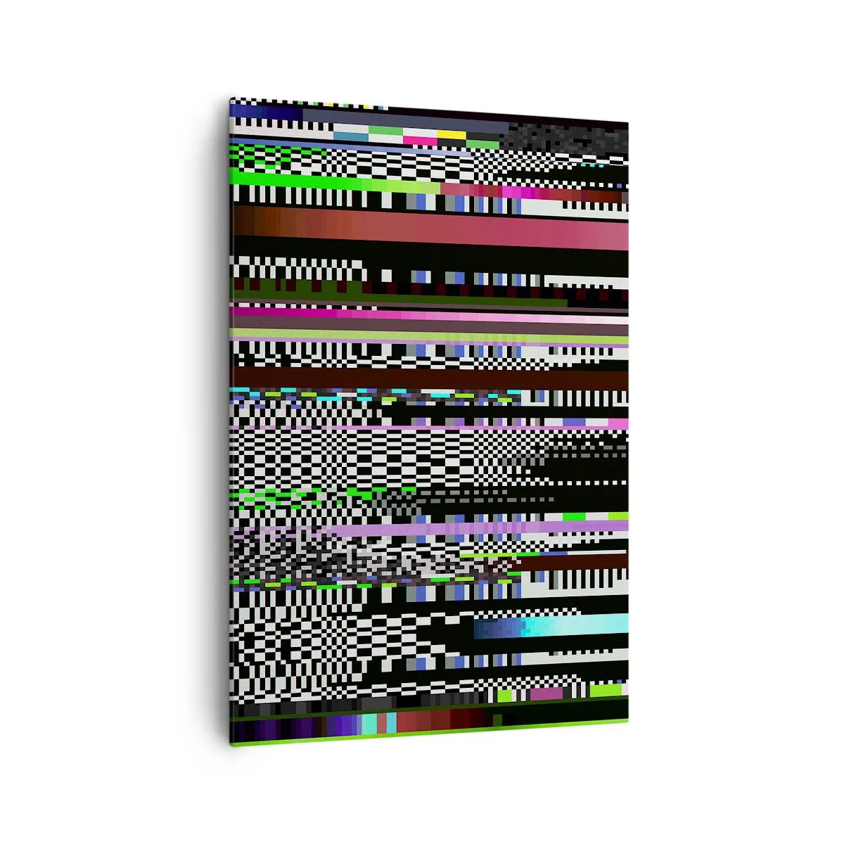 Bild auf Leinwand - Leinwandbild - Bunte Linien und Pixel im abstrakten Stil - 70x100cm - Das Kontrollbild der Realität - Moderne Wanddekoration für Wohnzimmer und Schlafzimmer ARTTOR