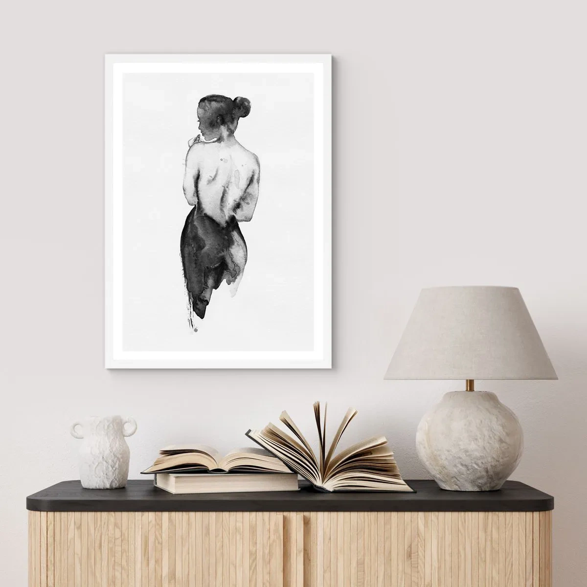Poster in einem weißen Rahmen - Bei ihr verschwindet die Welt - 40x50 cm