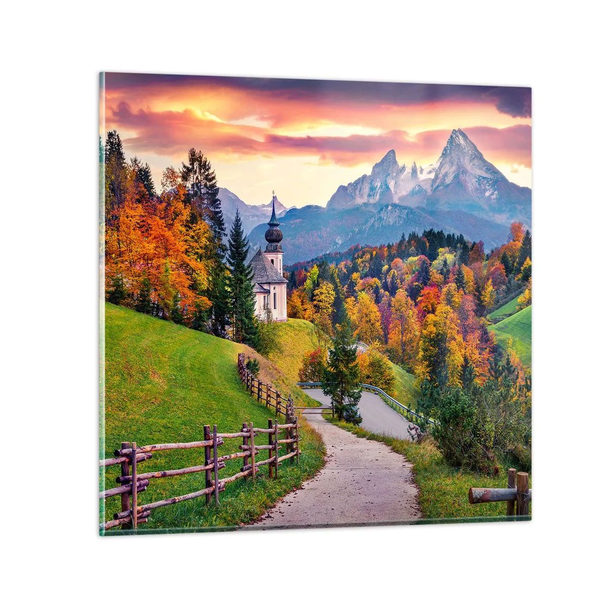 Glasbild - Bild auf glas - Landschaftsartige Malerei - 60x60 cm