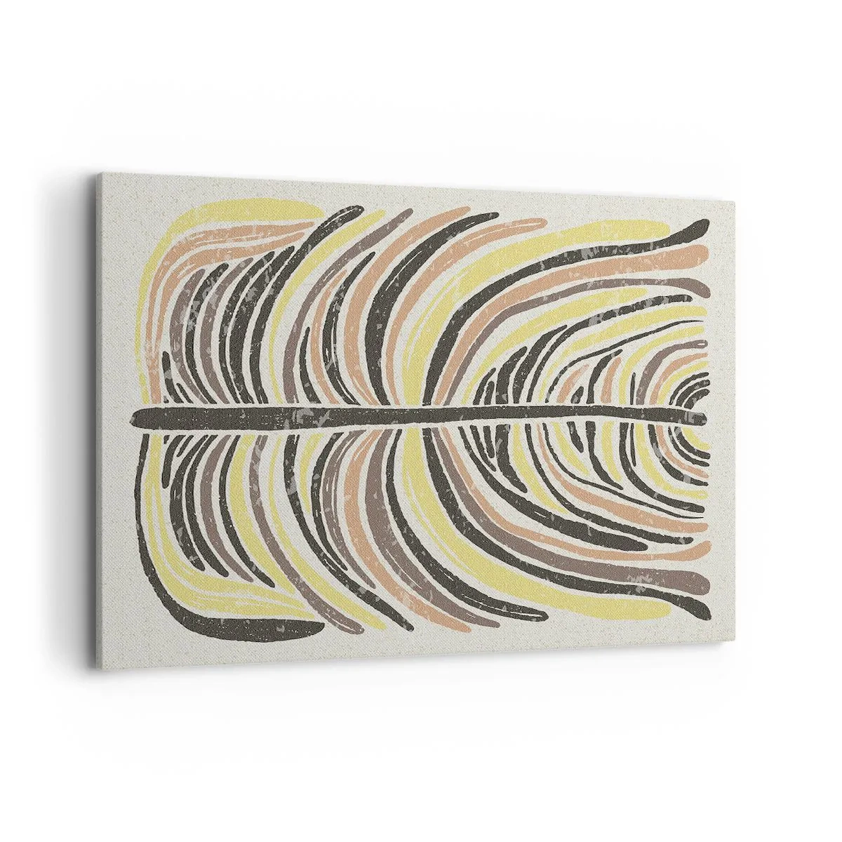 Bild auf Leinwand - Leinwandbild - Abstraktes Blattmotiv in Erdtönen - 100x70cm - Abstraktion voller Leben - Moderne Wanddekoration für Wohnzimmer und Schlafzimmer ARTTOR