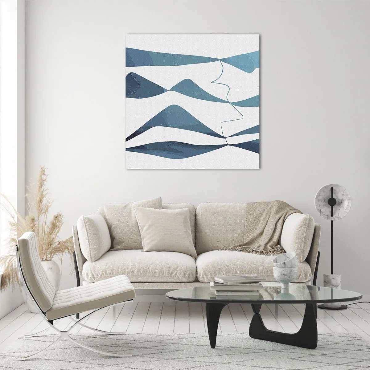 Glasbild - Bild auf glas - Abstraktion: türkisfarbene Verbindung - 70x70 cm