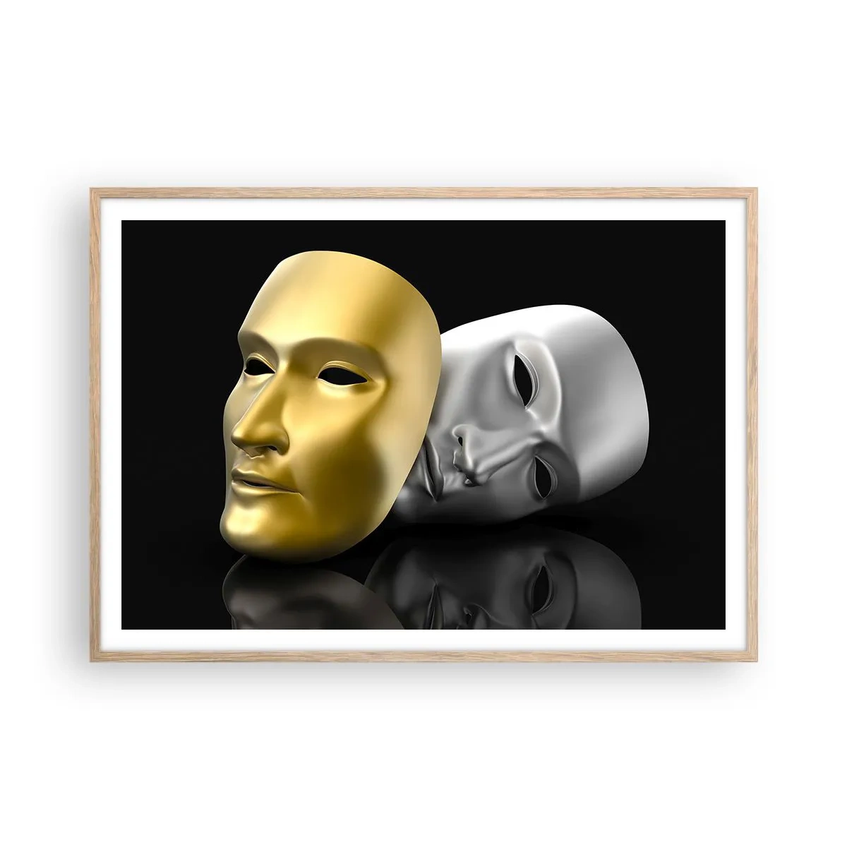 Poster in einem Rahmen aus heller Eiche - Das Leben ist wie ein Theater - 100x70 cm