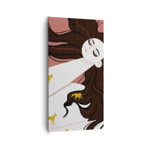 Bild auf Leinwand - Leinwandbild - Traum von einem goldenen Pferd - 65x120 cm