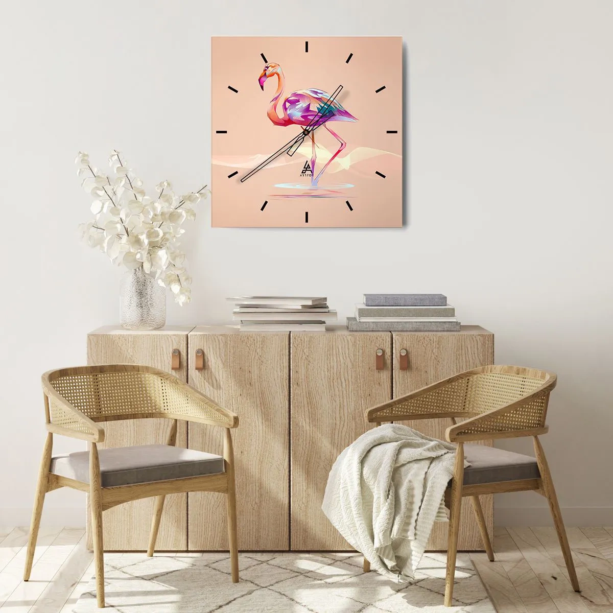 Wanduhr - Glasuhr - Der Vogel der guten Gefühle - 30x30 cm