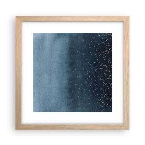 Poster in einem Rahmen aus heller Eiche - Komposition - blaue Phasen - 30x30 cm