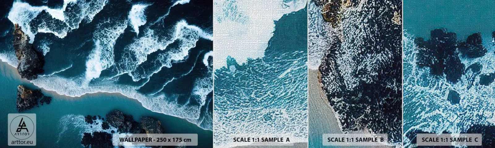 Fototapeten Muster Premium Canvas - In Wellen gehüllt - Cliff, Meer, Natur - 100x30 cm