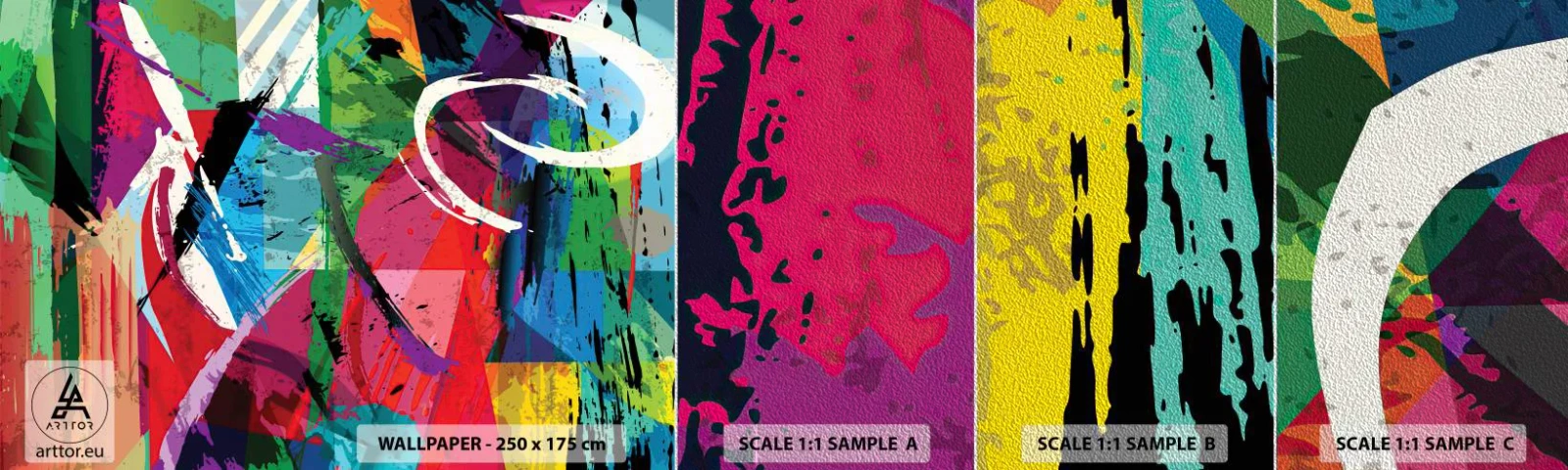 Fototapeten Muster Premium Sand - Schnell, spritzig und springt - Abstraktion, Stück, Moderne Kunst - 100x30 cm