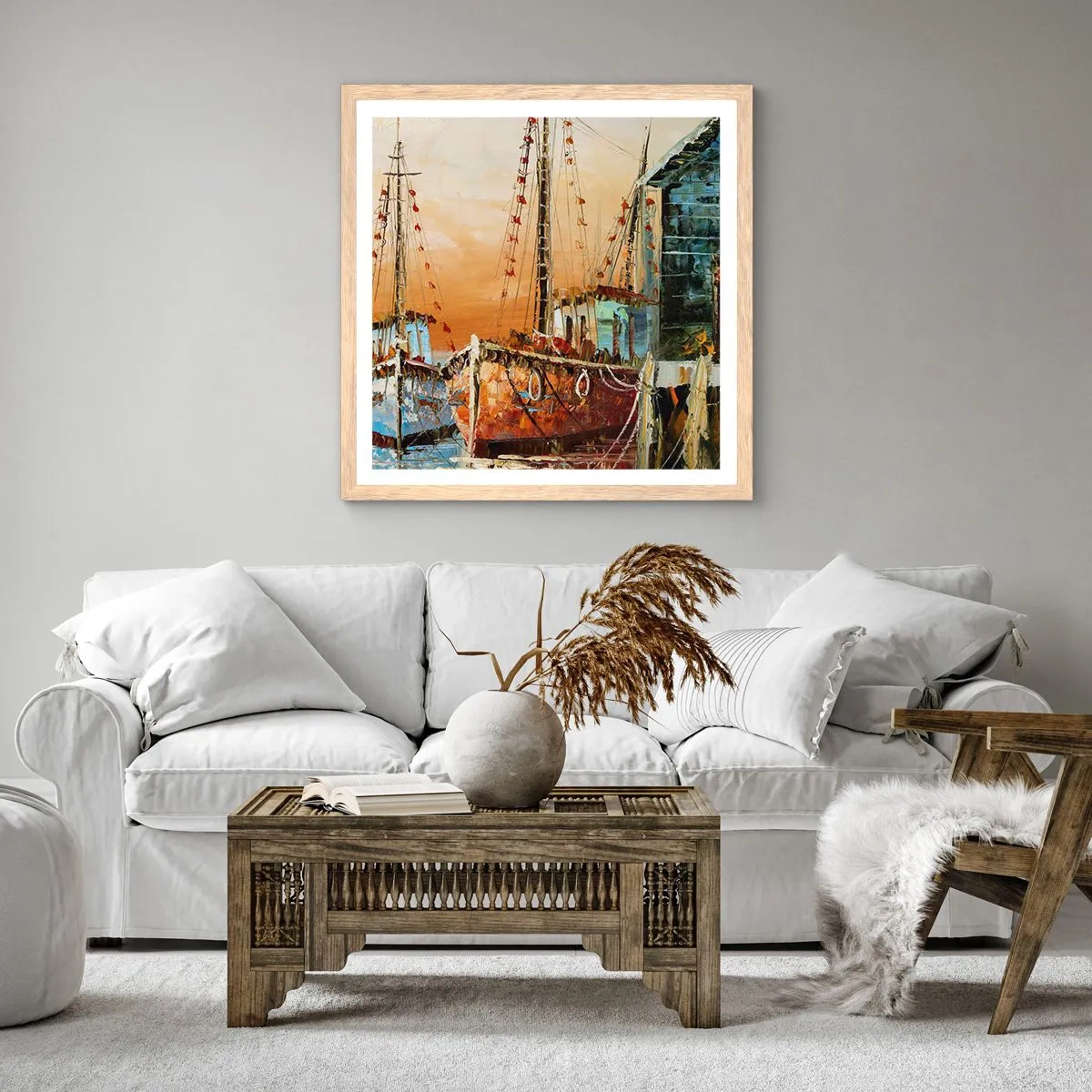 Poster in einem Rahmen aus heller Eiche - Friedliche Rückkehr - 30x30 cm