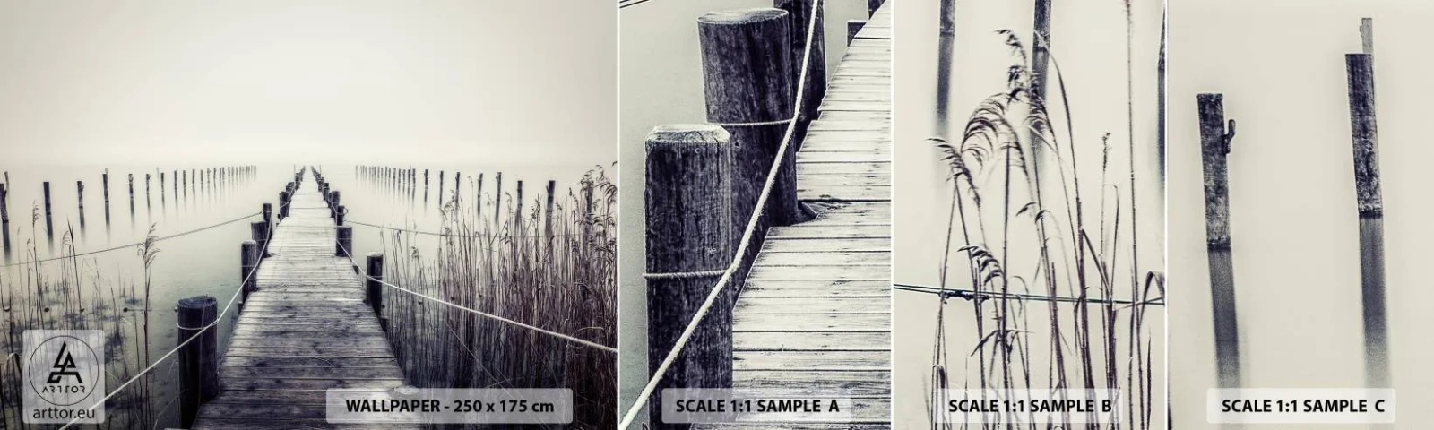 Fototapetenmuster Standard Eco - Tauchen Sie in Ruhe ein - Brücke, See, Schweigen - 100x30 cm