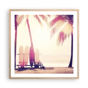 Poster in einem Rahmen aus heller Eiche - Es wird ein toller Tag - 60x60 cm