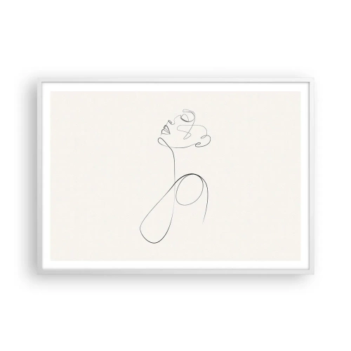 Poster in einem weißen Rahmen - Versunken in Träumen - 100x70 cm