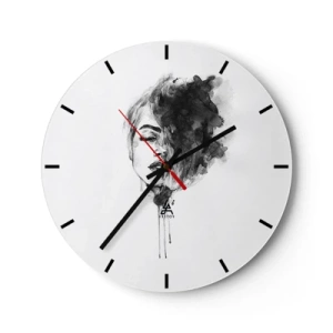 Wanduhr - Glasuhr - Wovon träumt das Mädchen - 40x40 cm