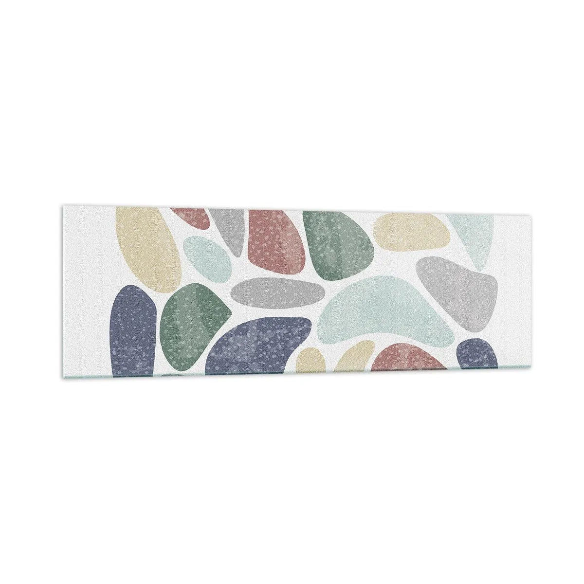 Glasbild - Bild auf glas - Bunte organische Formen auf weißem Hintergrund - 160x50cm - Mosaik aus pulverförmigen Farben - Moderne Wanddekoration für Wohnzimmer und Schlafzimmer ARTTOR