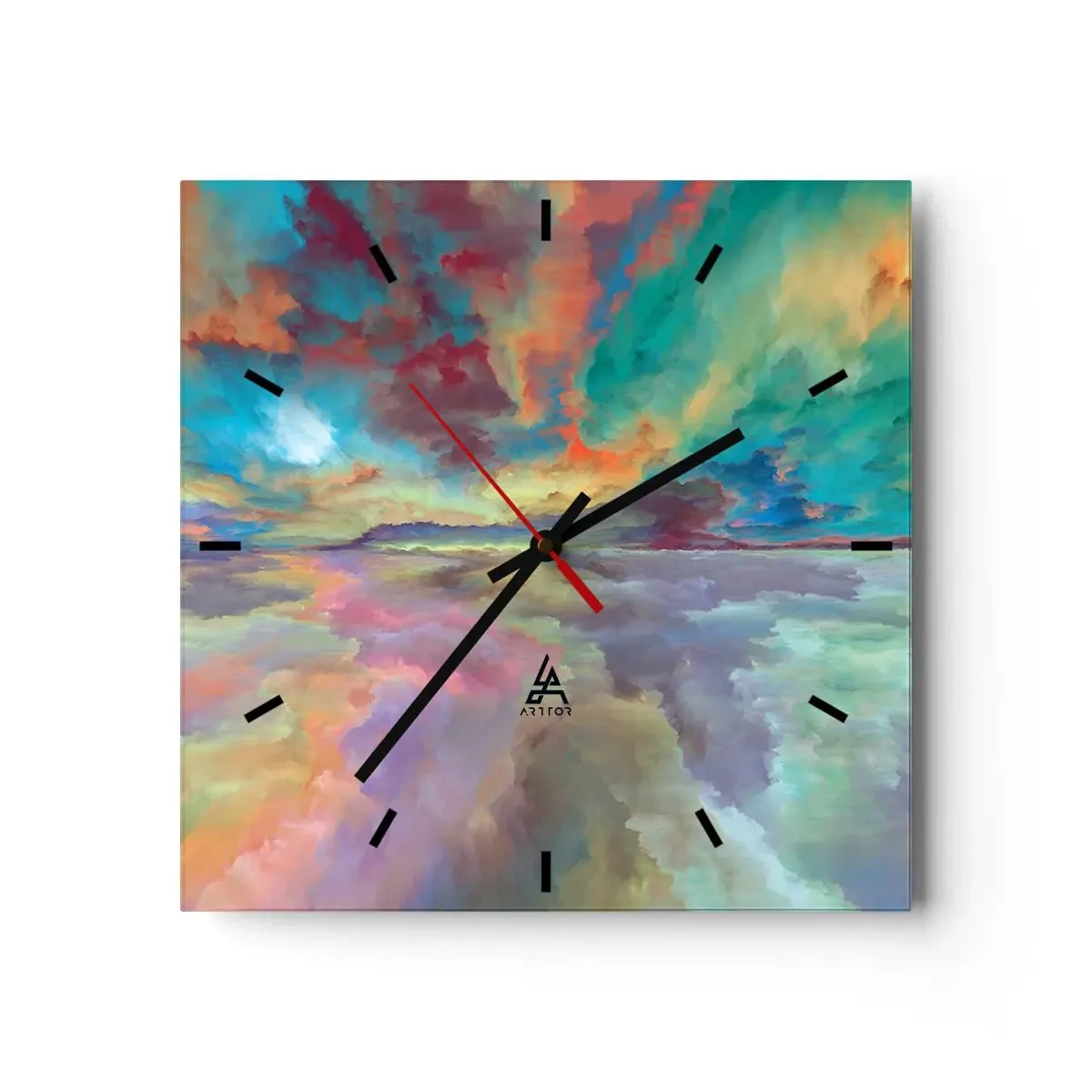 Wanduhr - Glasuhr - Zwei Himmel - 40x40 cm