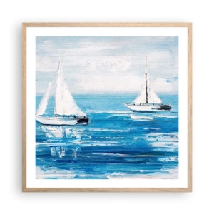 Poster in einem Rahmen aus heller Eiche - Mit Freund an der Seite - 60x60 cm