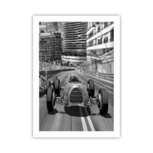 Poster - Historisches Motorsportrennen in Monte Carlo - 50x70cm - Vor langer Zeit in Monte Carlo - Moderne Wanddekoration für Wohnzimmer und Schlafzimmer ARTTOR