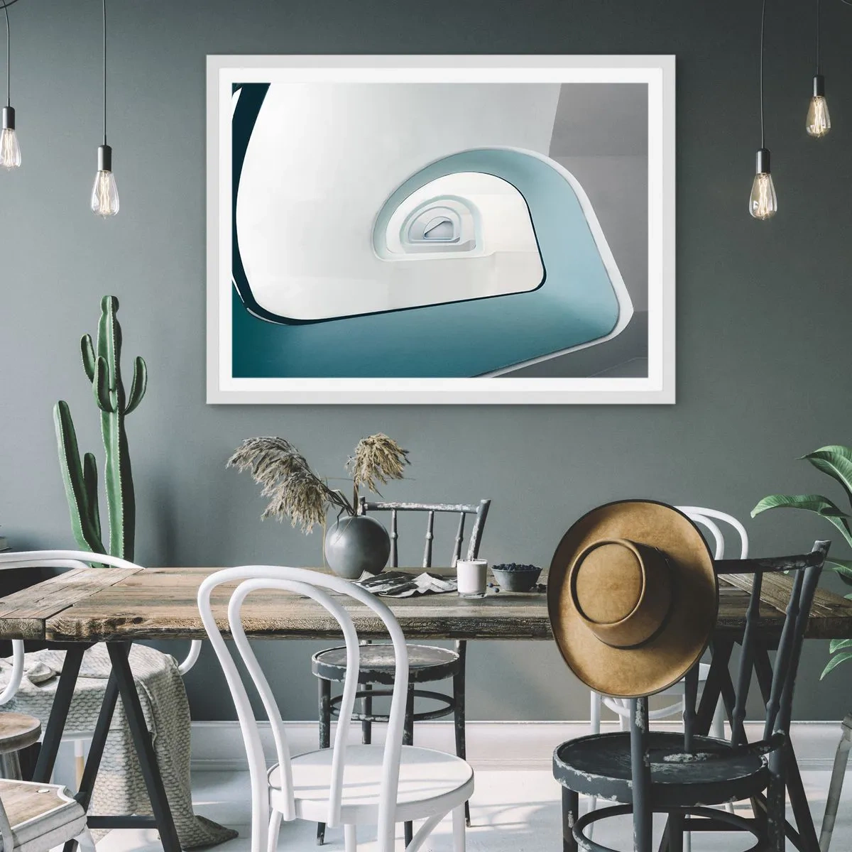 Poster in einem weißen Rahmen - Bis zum Ende des Blaus - 100x70 cm