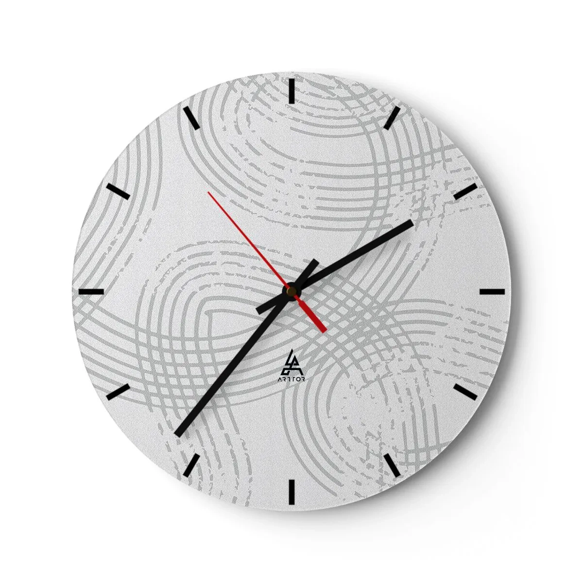 Wanduhr - Glasuhr - Graue, sich kreuzende Linien bilden ein Muster auf weißem Hintergrund - 30x30cm - Es gibt keinen einfachen Weg - Moderne Wanddekoration für Wohnzimmer, Küche und Schlafzimmer ARTTOR