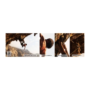 Fototapeten Muster Selbstklebend Deluxe Sticker - Die Welt ist in einer Hand auf einem Felsblock geschrumpft - Insel Kalymnos, Klettern, Landschaft - 100x30 cm