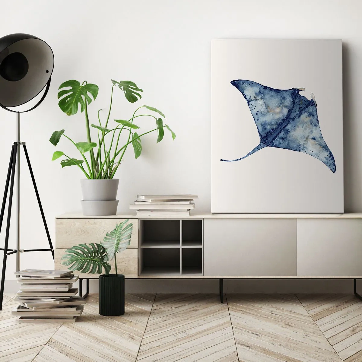Bild auf Leinwand - Leinwandbild - Leben im Blau - 45x80 cm