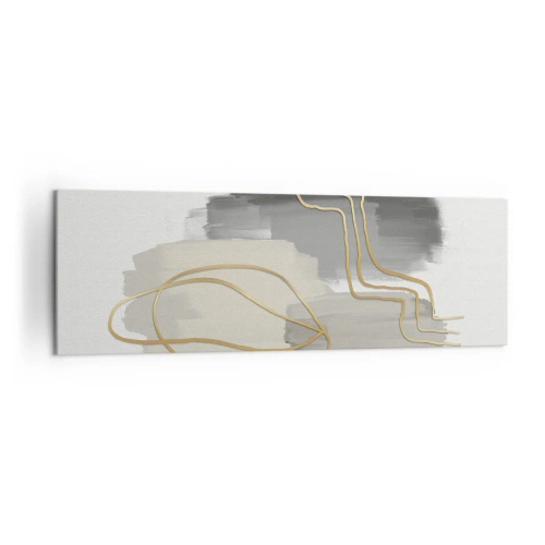 Bild auf Leinwand - Leinwandbild - Abstrakte goldene Linien auf grauem Hintergrund - 160x50cm - Dauer und Bewegung - Moderne Wanddekoration für Wohnzimmer und Schlafzimmer ARTTOR