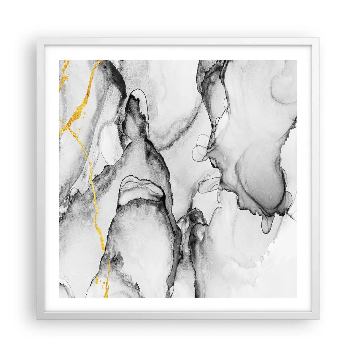 Poster in einem weißen Rahmen - Komposition mit Goldmotiv - 60x60 cm