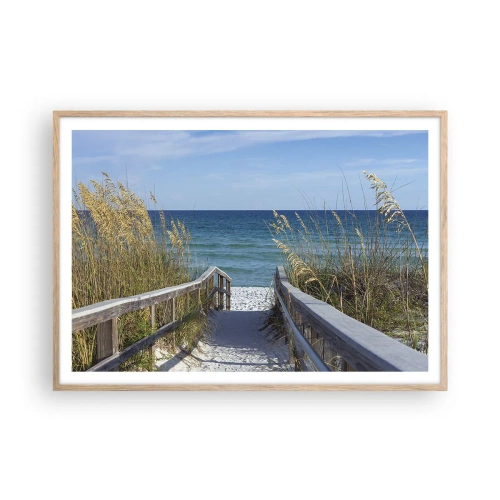 Poster in einem Rahmen aus heller Eiche - In der Sonne, im Wind - 100x70 cm