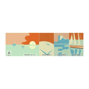 Fototapeten Muster Premium Sand - Die perfekte Meereslandschaft - Abstraktion, Segelschiff, Laterne - 100x30 cm
