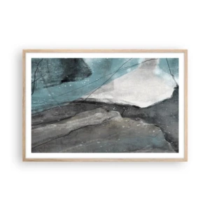 Poster in einem Rahmen aus heller Eiche - Abstraktion: Felsen und Eis - 91x61 cm
