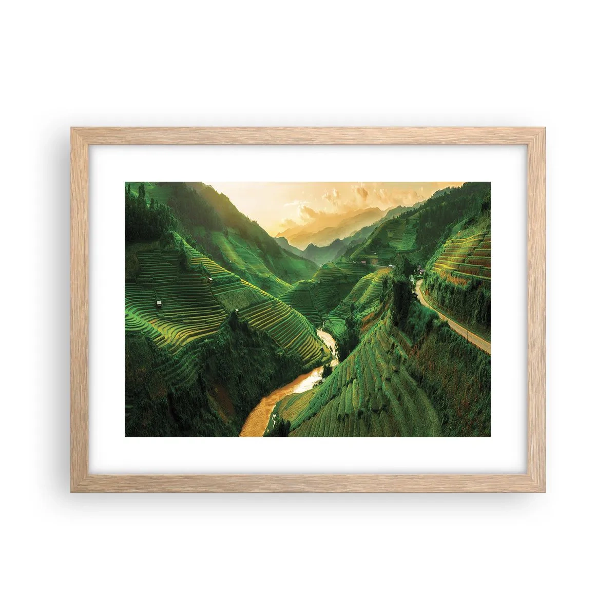 Poster in einem Rahmen aus heller Eiche - Vietnamesisches Tal - 40x30 cm