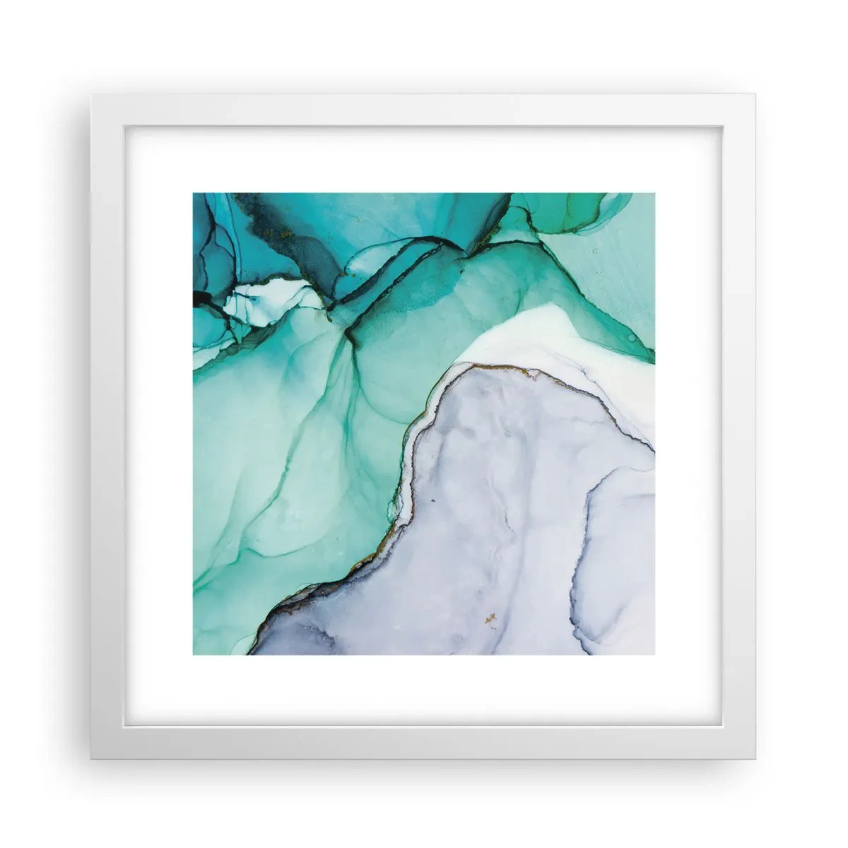 Poster in einem weißen Rahmen - Eine Studie in Türkis - 30x30 cm