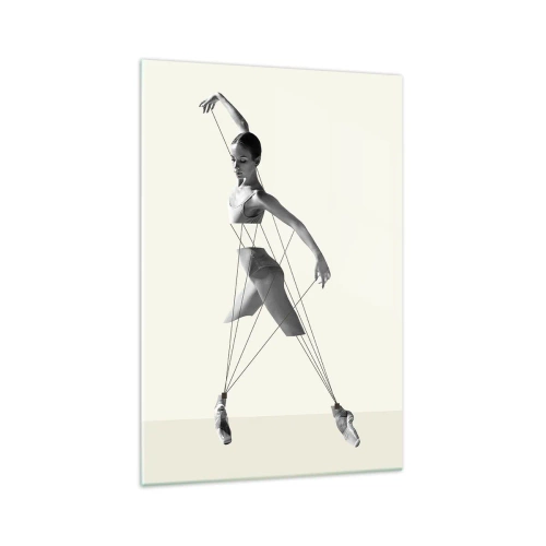 Glasbild - Bild auf glas - Ballerina in geometrischer Interpretation mit Linien - 70x100cm - Im Theater der Welt - Moderne Wanddekoration für Wohnzimmer und Schlafzimmer ARTTOR