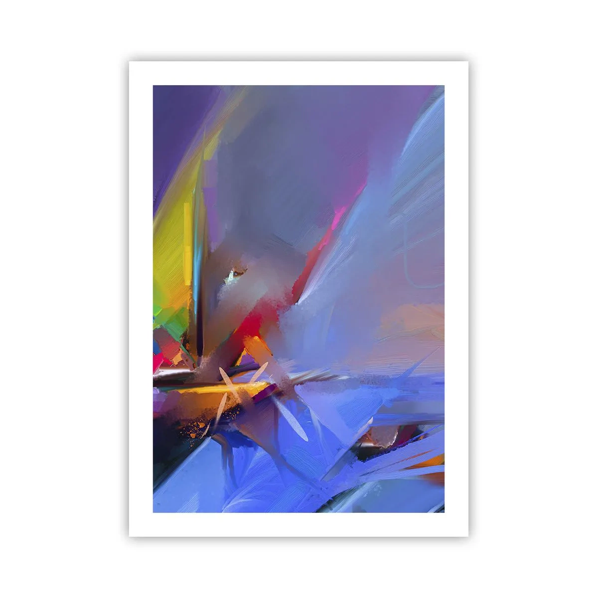 Poster - Ein abstraktes Farbspiel in einer dynamischen Komposition - 50x70cm - Propeller wie ein Vogel - Moderne Wanddekoration für Wohnzimmer und Schlafzimmer ARTTOR