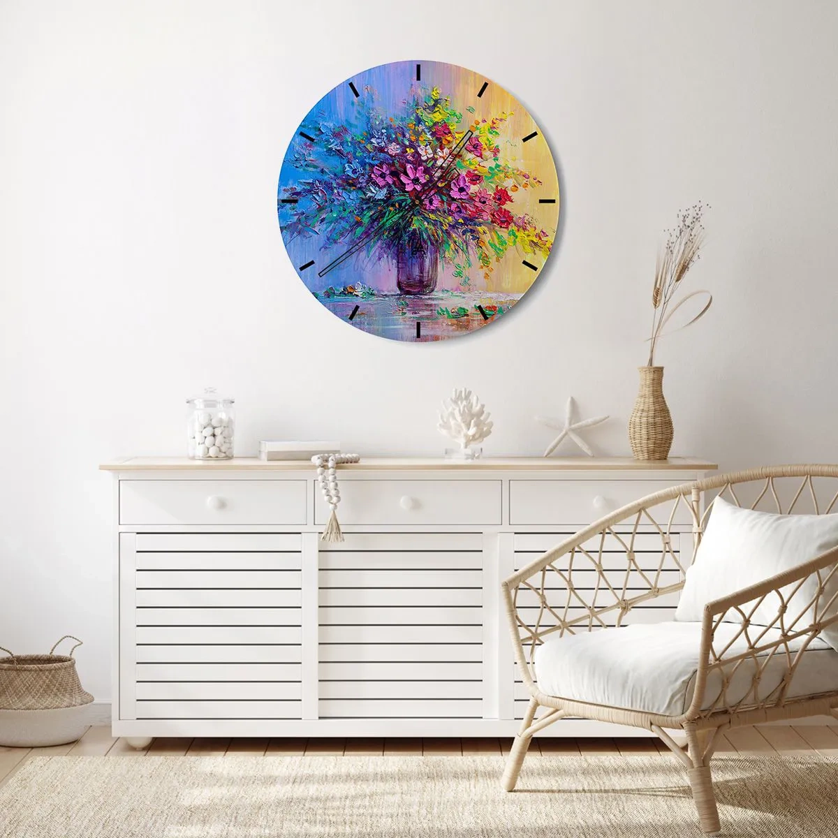 Wanduhr - Glasuhr - Sommergeschenk der Wiese - 40x40 cm