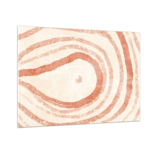 Glasbild - Bild auf glas - Abstrakte Korallenlinien in Form konzentrischer Kreise - 100x70cm - Korallenkreise – Komposition - Moderne Wanddekoration für Wohnzimmer und Schlafzimmer ARTTOR