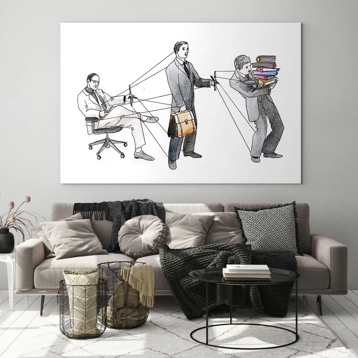 Glasbild - Bild auf glas - Darstellung der Büroarbeitshierarchie - 70x50cm - Jeder hat seinen Meister - Moderne Wanddekoration für Wohnzimmer und Schlafzimmer ARTTOR