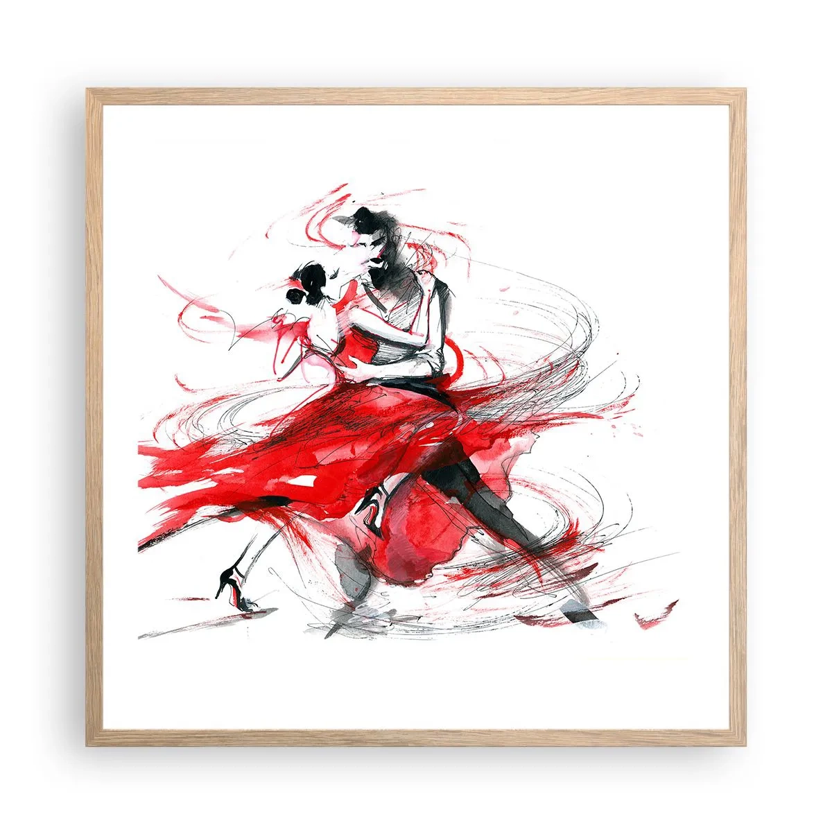 Poster in einem Rahmen aus heller Eiche - Tango – der Rhythmus der Leidenschaft - 60x60 cm
