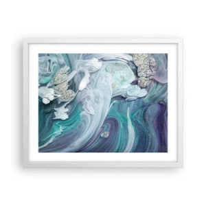 Poster in einem weißen Rahmen - Strömungen von Himmelblau - 50x40 cm